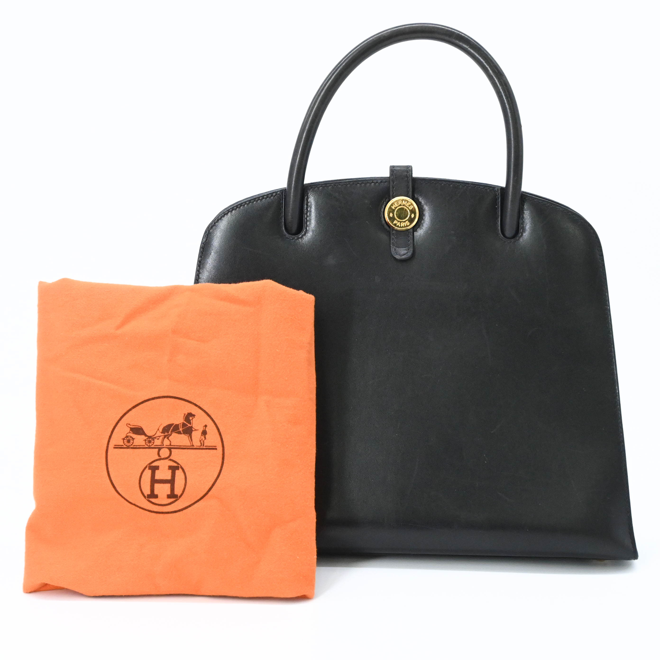 Rakuten - HERMES エルメス ダルヴィMM ハンドバッグ BOXカーフ レディース 手提げ ブラック 黒 □E刻印
