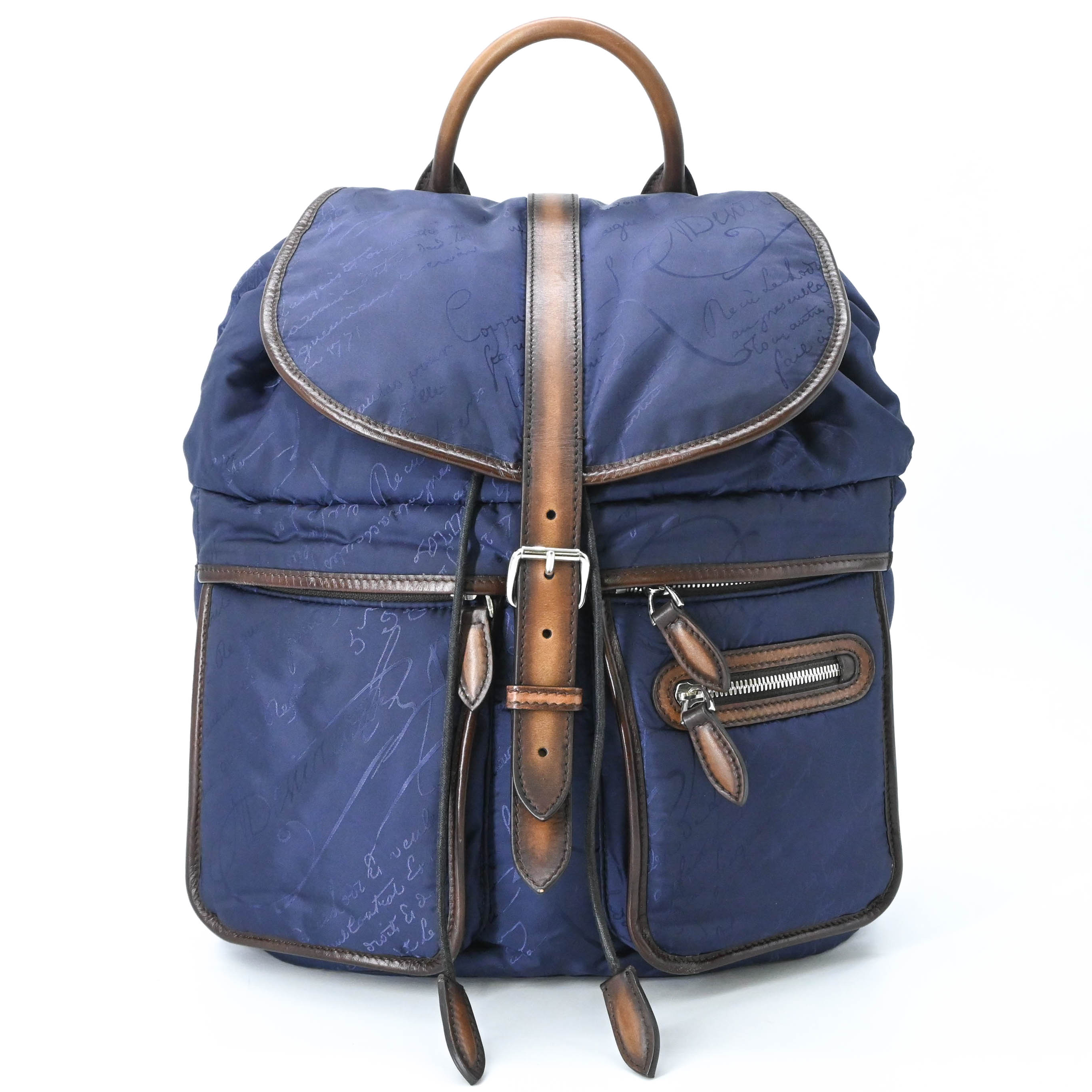 Rakuten - 【美品】BERLUTI ベルルッティ スクリットナイロン レザー バックパック リュックサック ネイビー ブラウン 青 茶