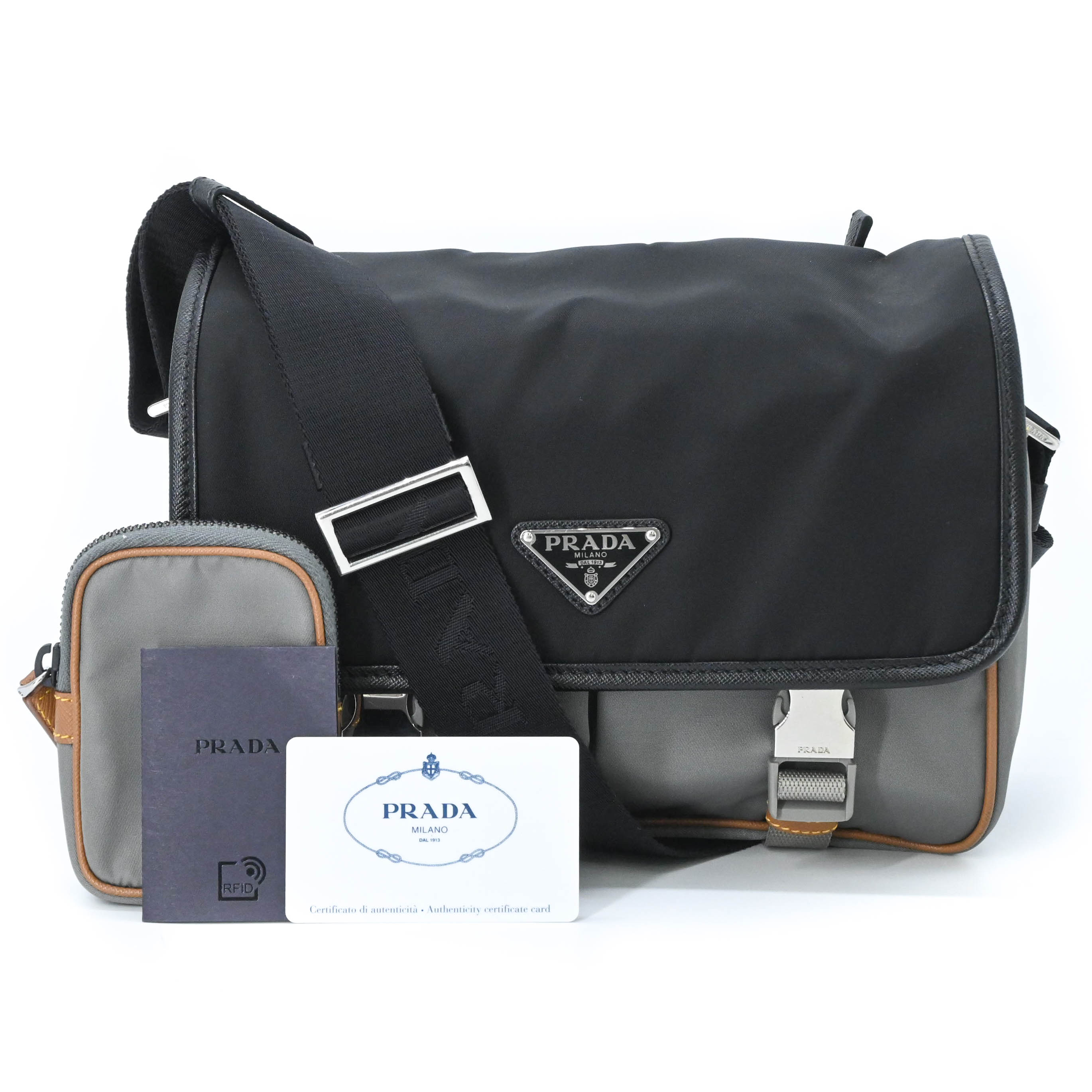 プラダ PRADA ショルダーバッグ バッグ ナイロン レザー メンズ レディース ブラック系 2VD769 【中古】 PRADA（プラダ） ショルダーバッグ ナイロン 2VD769 ブラック メンズ