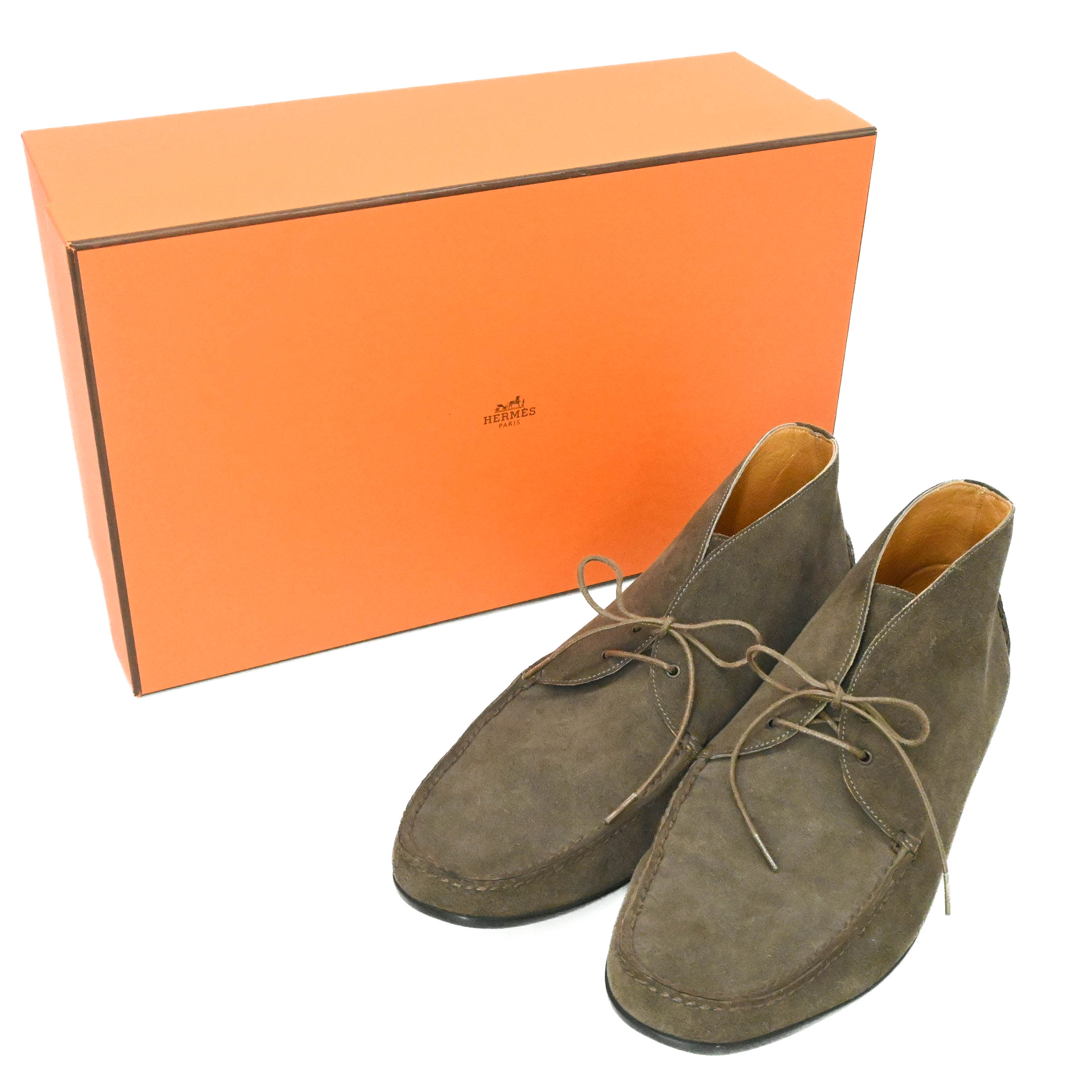 Rakuten - 【美品】HERMES エルメス スエード チャッカブーツ グレージュ メンズ ＃42 1/2