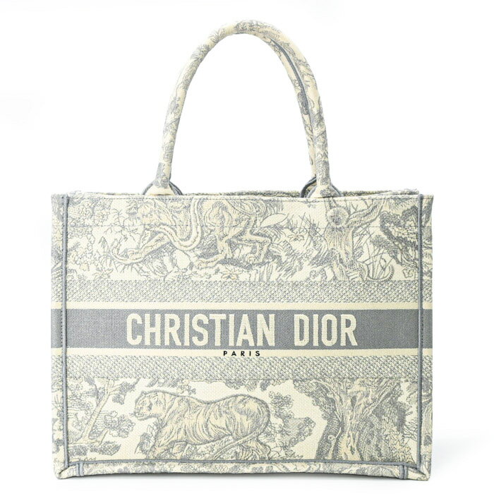 Rakuten - 【美品】DIOR ディオール BOOK TOTE ブックトート ミディアム オブリーク エンブロイダリー ホワイト グレー 白 M1296ZTDT