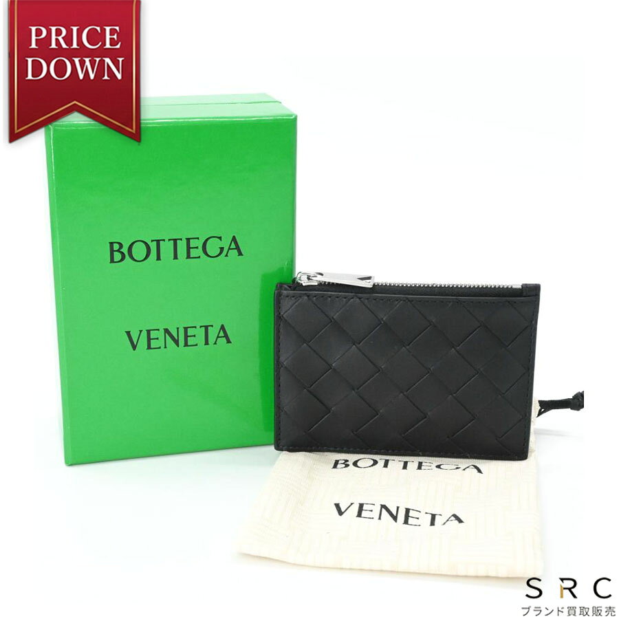 【未使用品】BOTTEGA VENETA ボッテガ ヴェネタ イントレチャート ファスナーカードケース キーリング ブラック 黒