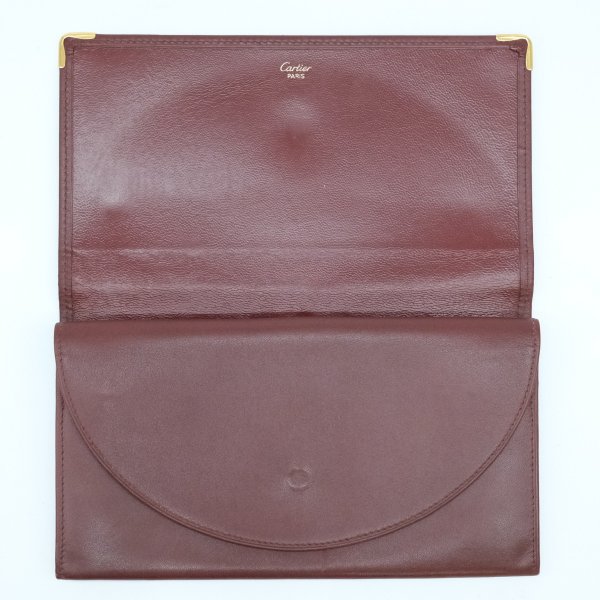 Cartier カルティエ マストライン 長財布 財布 がま口 ボルドー レッド レザー