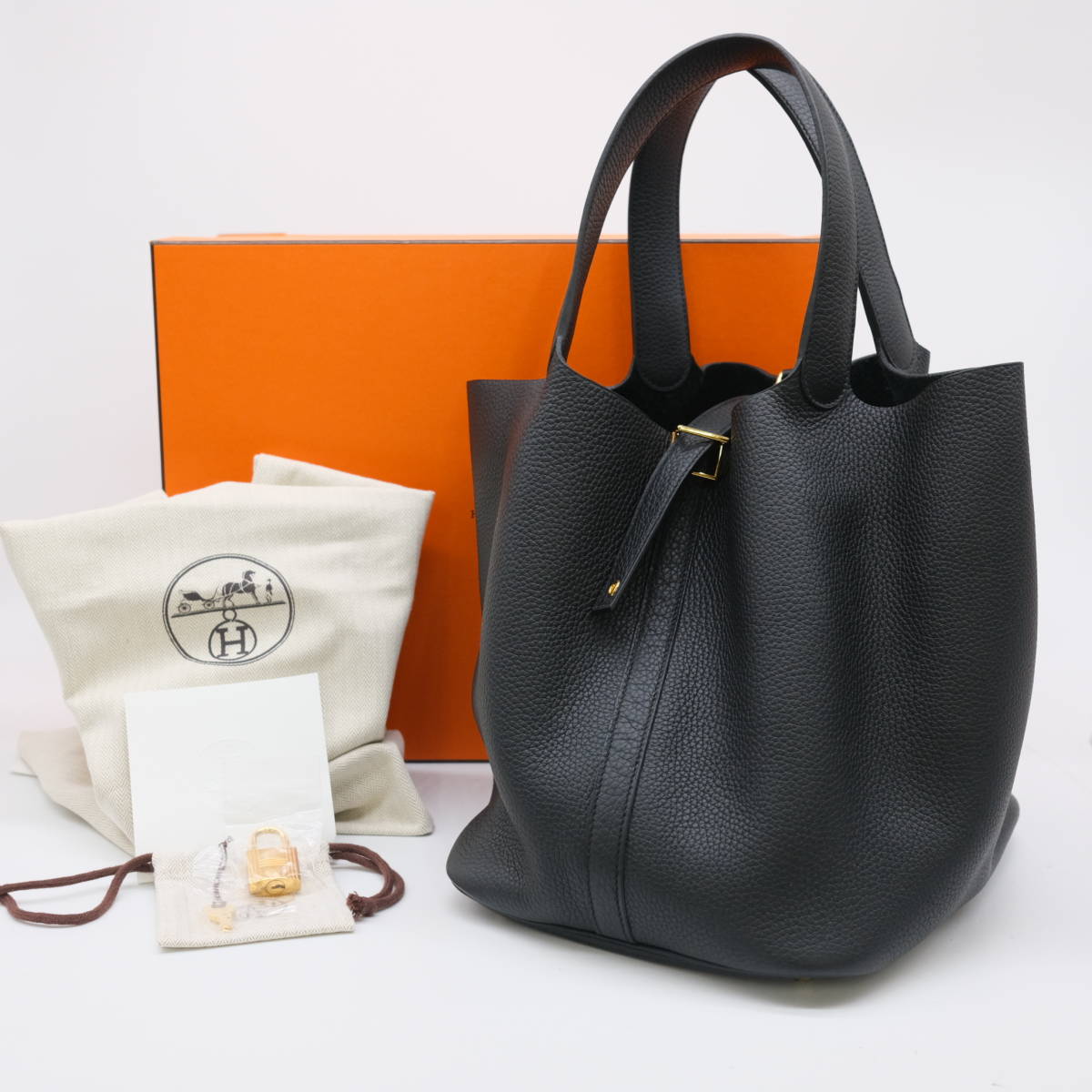 【未使用品】HERMES エルメス ピコタンロック GM ピコタン ハンドバッグ トートバッグ トリヨンクレマンス ブラック ゴールド金具 D刻印のサムネイル