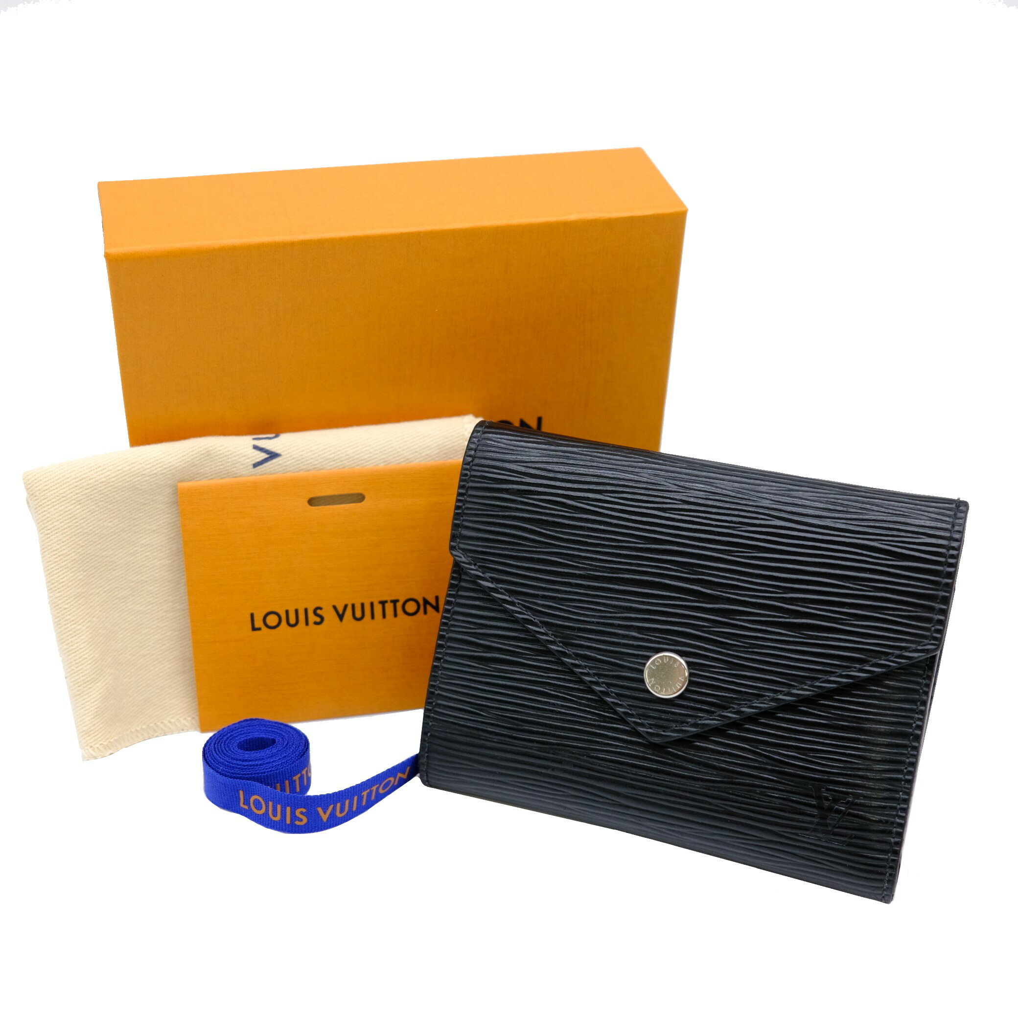 ルイヴィトン エピ財布（メンズ） 【美品】LOUIS VUITTON ヴィトン 長財布 三つ折り ウォレット ポルトフォイユ エピ レザー ノワール ブラック 黒 小銭入れ M62173