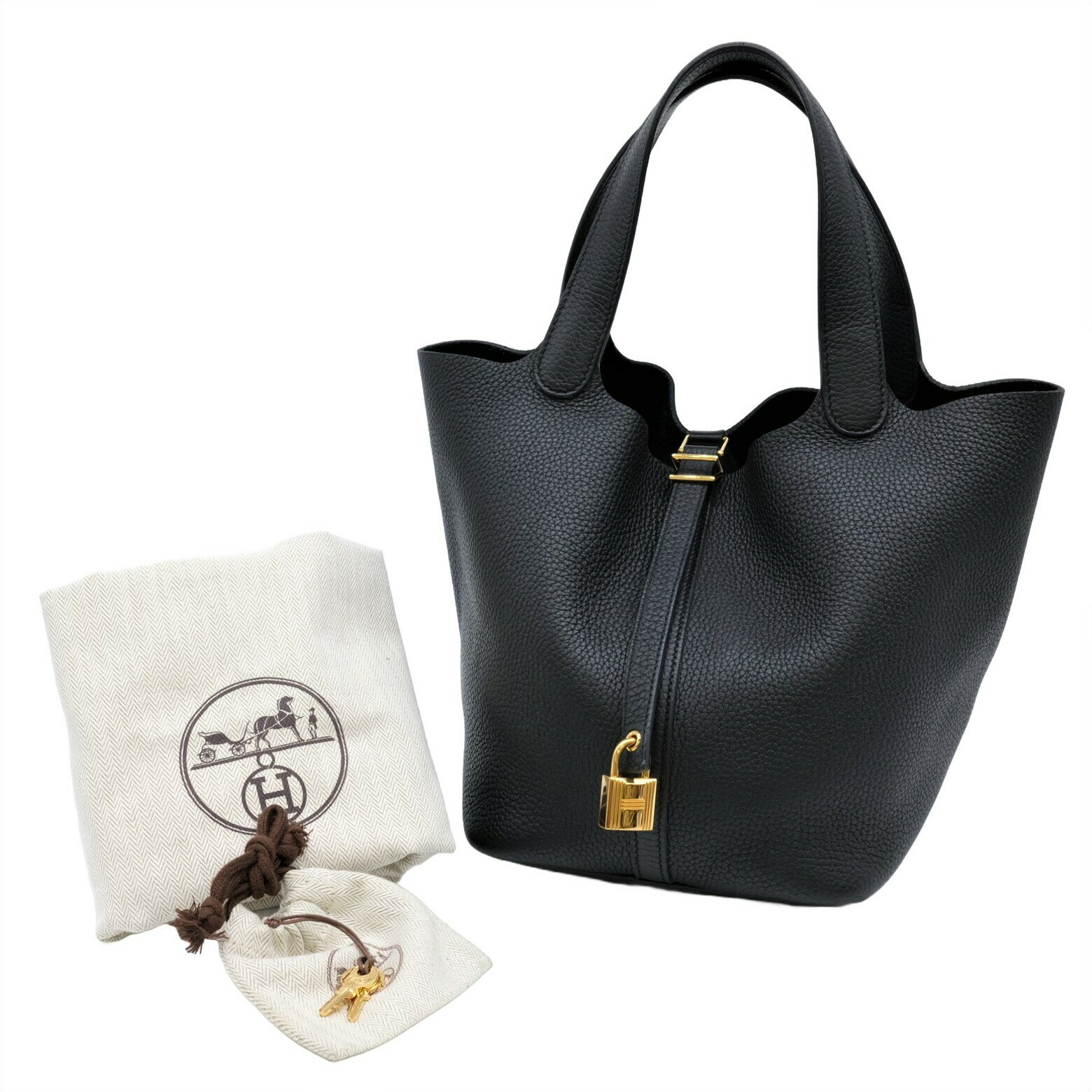 【美品】HERMES エルメス ピコタンロック MM ハンドバッグ トリヨンクレマンス レザー ブラック 黒 #Z