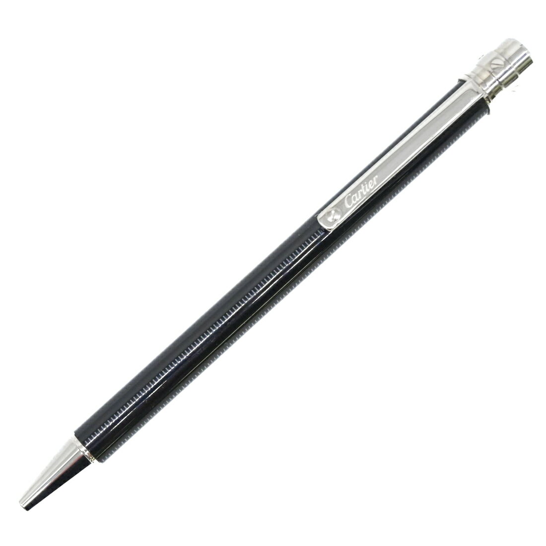 【美品】Cartier カルティエ サントス ボールペン ツイスト式 筆記用具 ビジネス ブラック GP×レジン YZ067307 黒インク