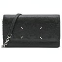 【美品】Maison Margiela メゾンマルジェラ チェーンウォレット 財布 ショルダーバッグ ポシェット 4ステッチ ブラック レディース カーフレザー SA3UI0008 P4455