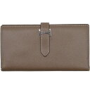 【美品】HERMES エルメス ベアンスフレ 長財布 ウォレット ヴォーエプソン レザー エトゥープ #D