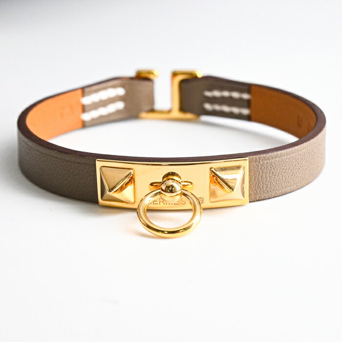 【未使用品】HERMES エルメス リヴァル ミニ T2 ブレスレット バングル ヴォースイフト エトゥープ ブラウン レザー ♯u