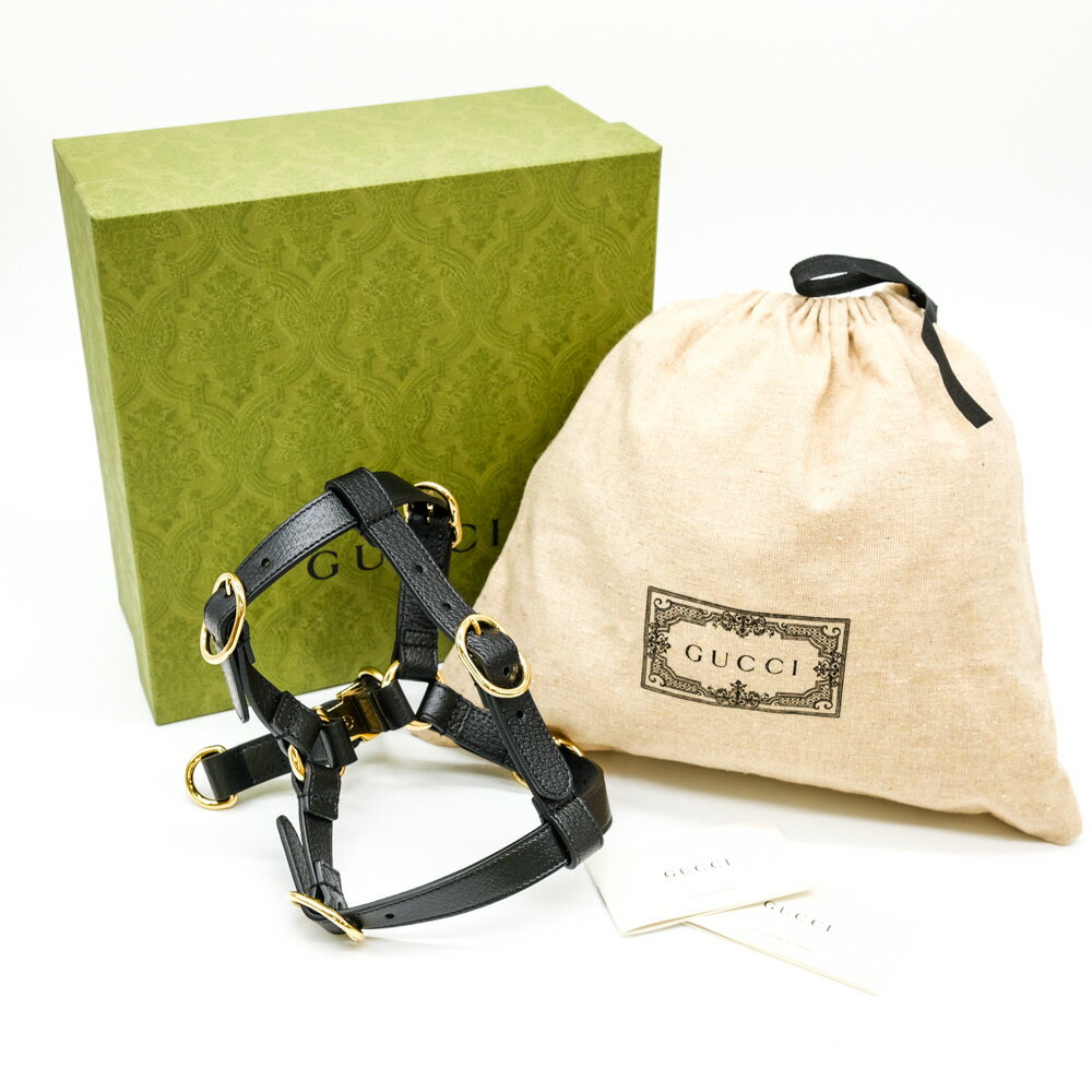 樂天商城 - 【お値引き】【未使用品】 GUCCI グッチ インターロッキングG ドッグ ハーネス 愛犬 ＃S レザー ブラック 黒 692963 箱付