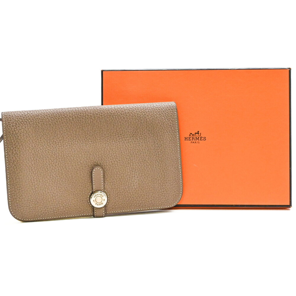 乐天商城 - 【お値引き】HERMES エルメス ドゴン デュオ GM 長財布 ウォレット トゴ レザー 二つ折り バイカラー エトゥープ グレージュ #C