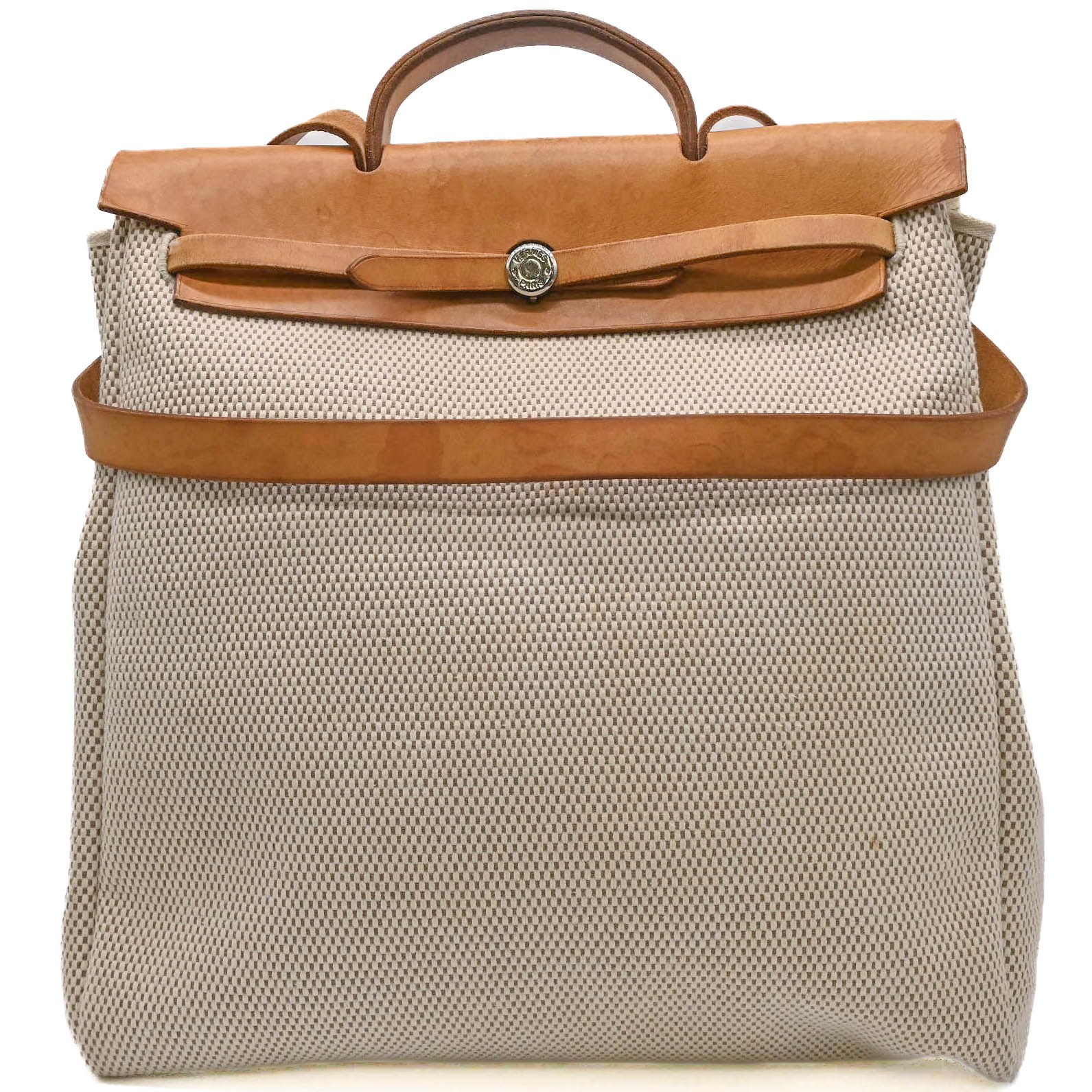 Rakuten - 【お値引き】HERMES エルメス エールバッグ MM ショルダー ハンドバッグ 2WAY トワルGM キャンバス レザー ブラウン ベージュ #□G カデナ鍵付き