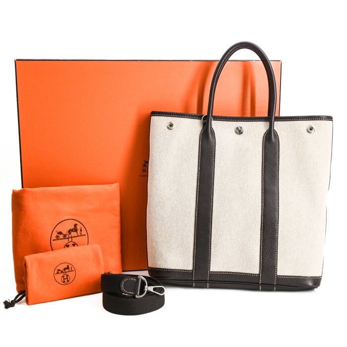 樂天商城 - 【美品】HERMES エルメス ガーデンファイル PM 2way ハンドバッグ トート ショルダーバッグ レザー マロン トワルアッシュ ♯H