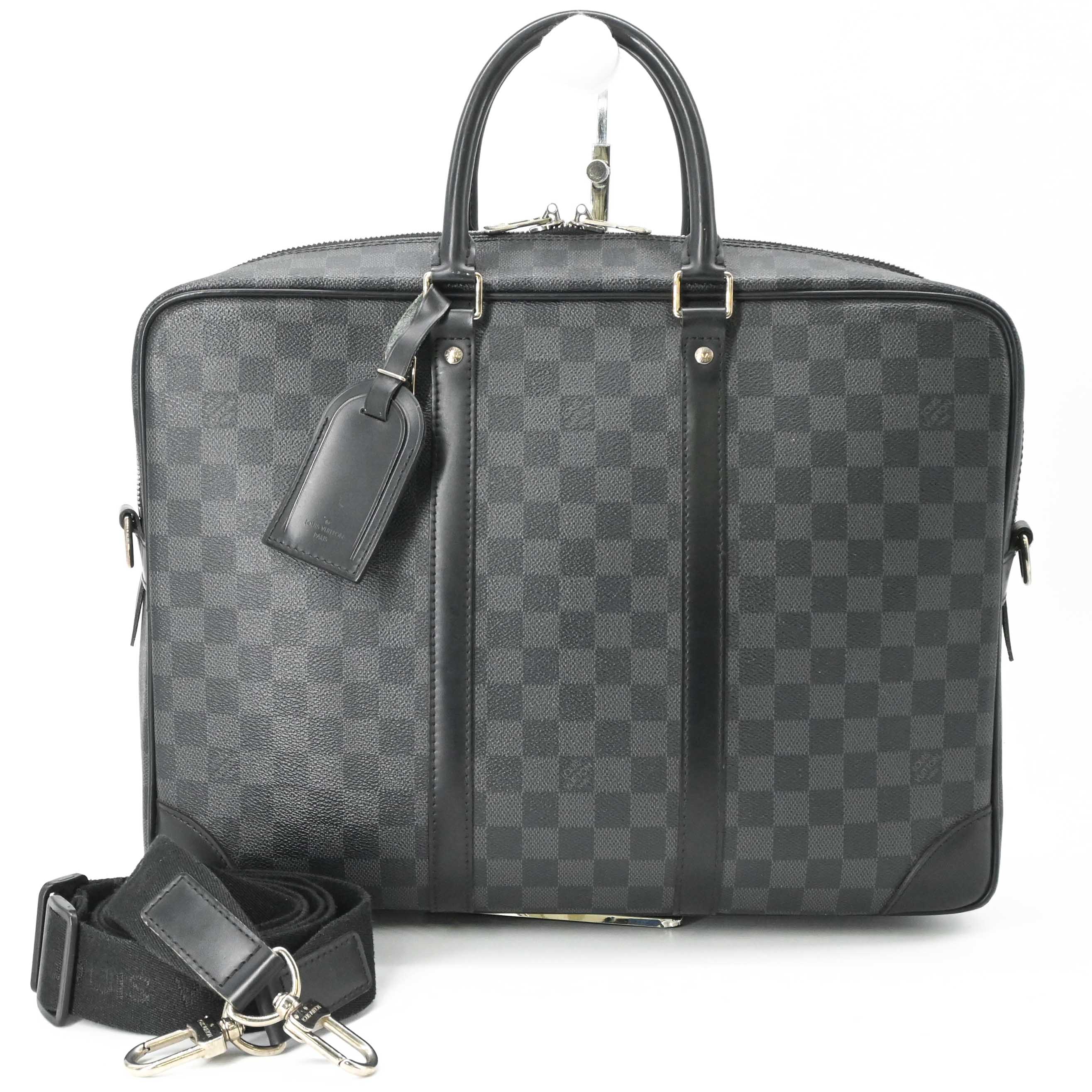 乐天商城 - LOUIS VUITTON ルイ・ヴィトン ダミエグラフィット ポルトドキュマンヴォワヤージュ GM PDV ブリーフケース ショルダーバッグ ブラック 黒 N41123