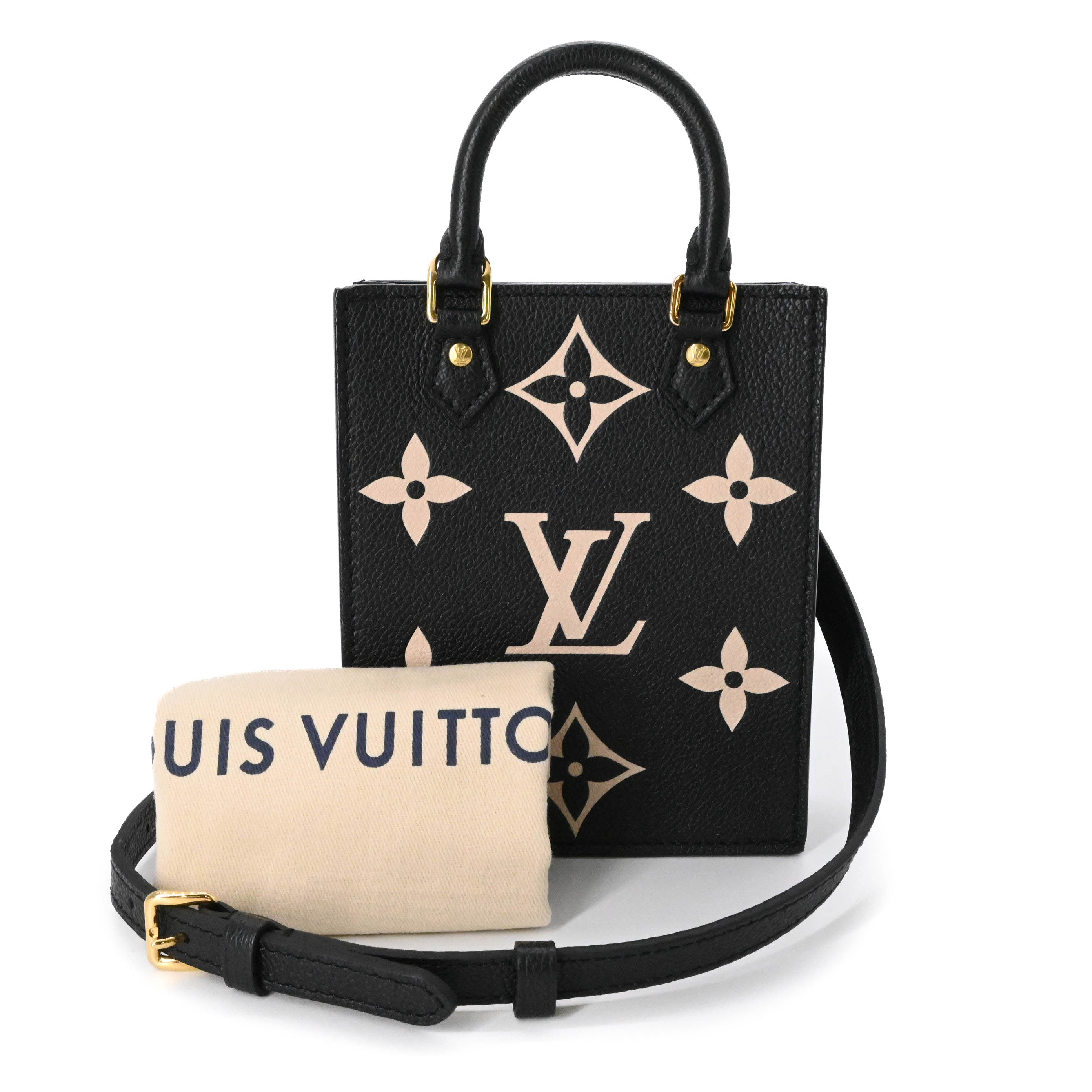 Rakuten - 【未使用品】LOUIS VUITTON ルイヴィトン プティット サックプラ モノグラムアンプラント 2WAY ノワール ブラック ハンドバッグ ショルダー M81416 ICチップ