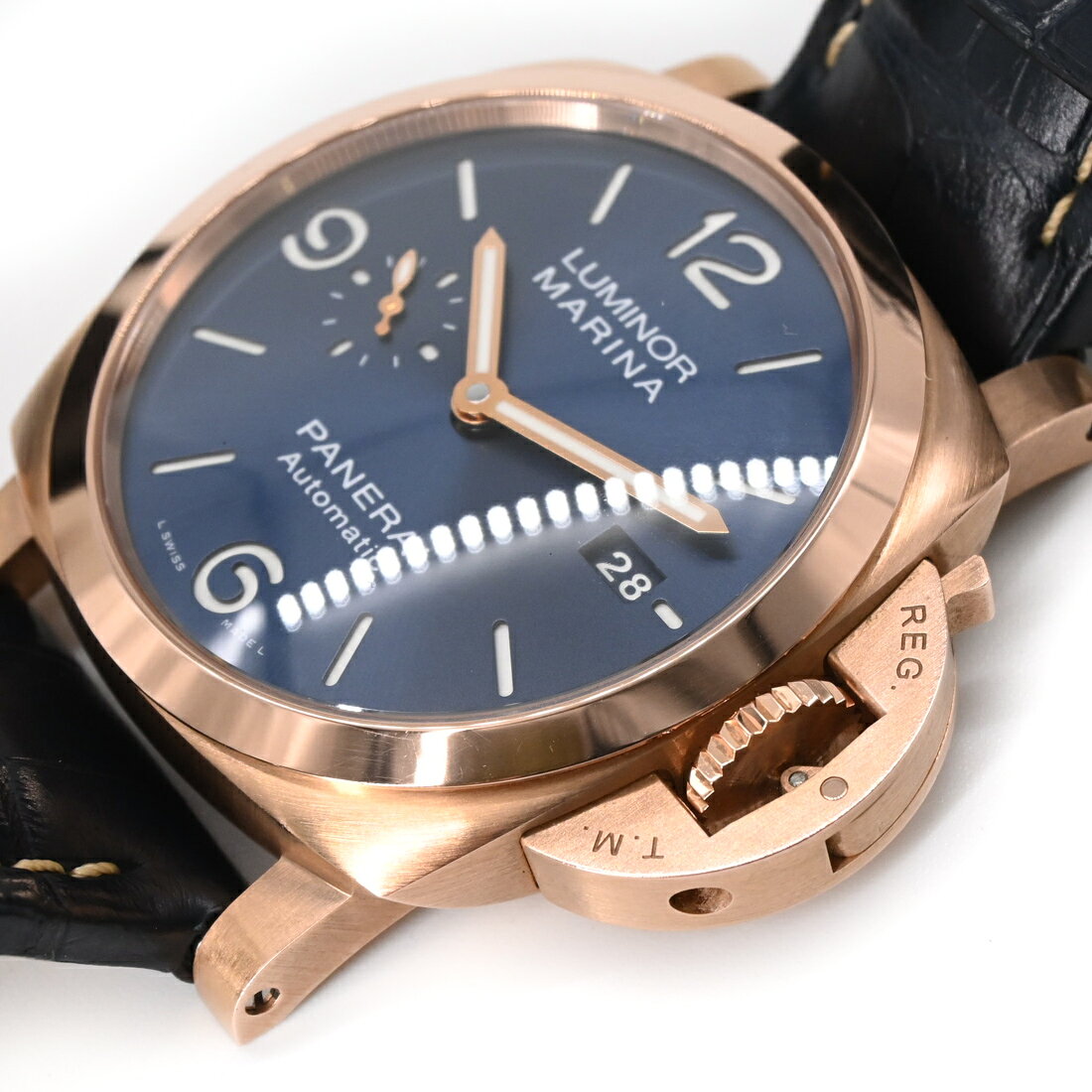 美品 PANERAI パネライ ルミノール マリーナ ゴールドテック 自動巻き 腕時計 ウォッチ 時計 ブルー文字盤 PAM01 src202307-10002255 ブランド買取販売SRC2号店 サンプル画像3