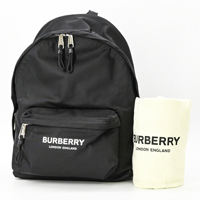Rakuten - 【美品】BURBERRY バーバリー ロンドン バックパック リュック JETT ロゴプリント ナイロン メンズ ブラック 黒 シルバー金具
