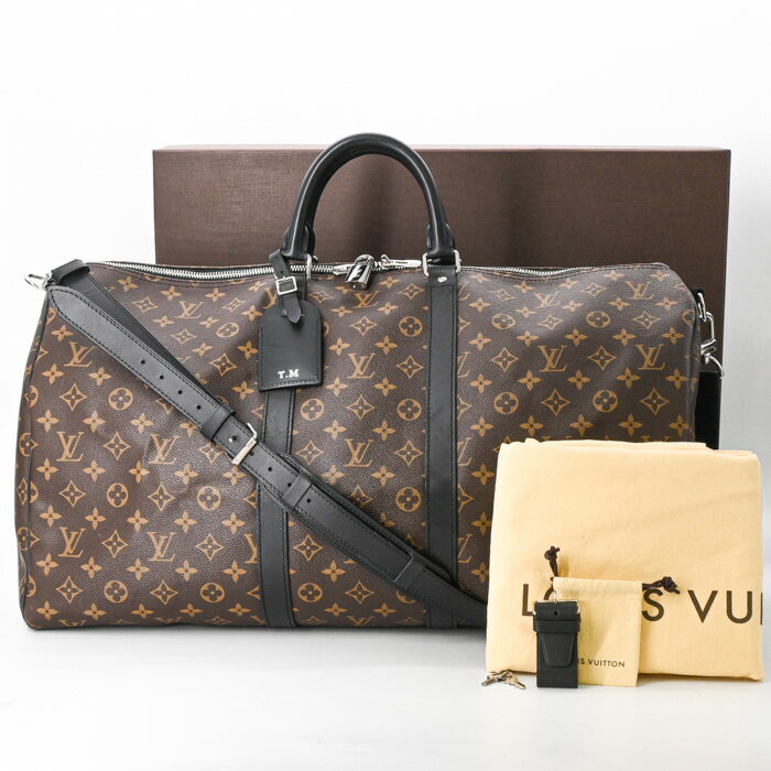 乐天商城 - 【美品】LOUIS VUITTON ルイヴィトン ボストンバッグ モノグラム マカサー キーポル バンドリエール55 旅行鞄 ブラウン 茶 M56714