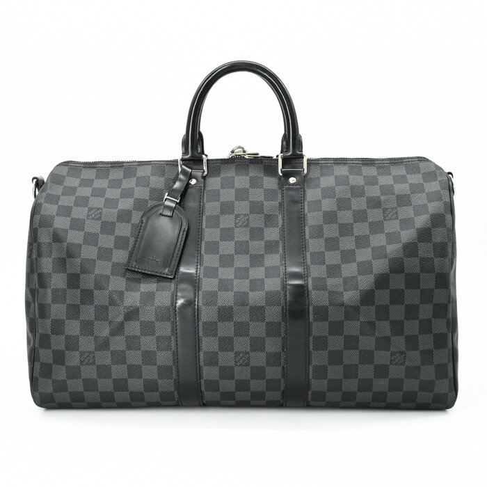 LOUIS VUITTON - 【美品】LOUIS VUITTON ルイ・ヴィトン ダミエ キーポル・バンドリエール 45 ボストンバッグ ブラック ユニセックス 旅行鞄 N41418 ストラップ欠品