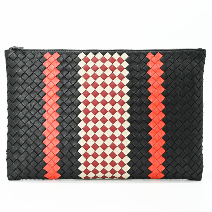 【未使用品】BOTTEGA VENETA ボッテガ ヴェネタ イントレチャート レザー クラッチバッグ セカンドバッグ マルチカラー ブラック