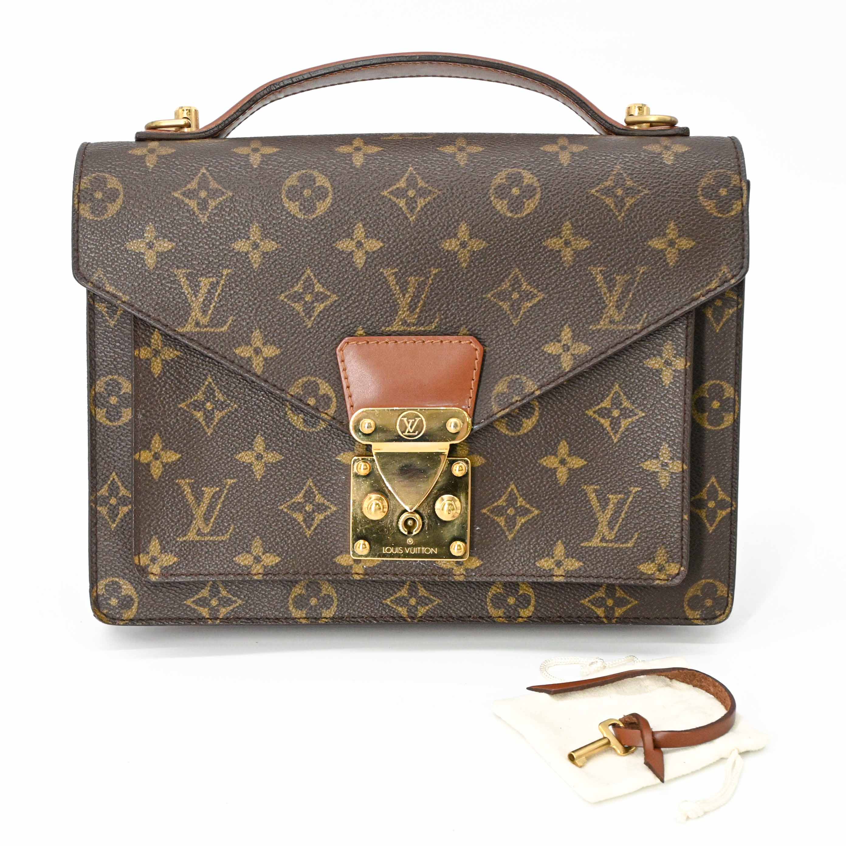 乐天商城 - LOUIS VUITTON ヴィトン モンソー 26 ハンドバッグ モノグラム キャンバス PVC ブラウン 茶 ショルダー ストラップ欠品 M51187