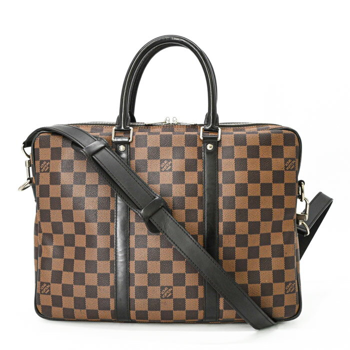 乐天商城 - LOUIS VUITTON ヴィトン ダミエエベヌ ポルトドキュマン ボワヤージュ PM ビジネスバッグ 書類鞄 ブリーフケース ブラウン N41466