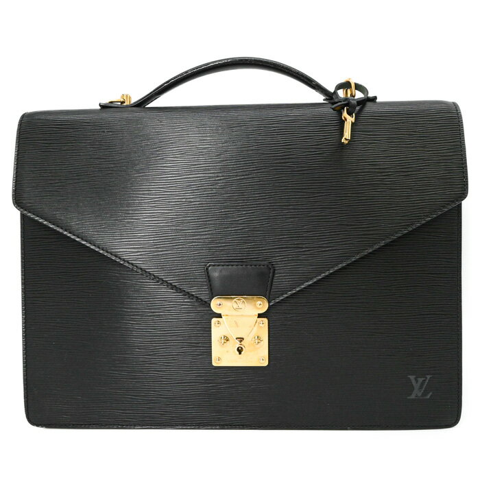 LOUIS VUITTON ヴィトン エピ セルヴィエット アンバサダー ブリーフケース ビジネスバッグ ブラック ゴールド金具 ノワール 内側ベタ・剥がれ M54422