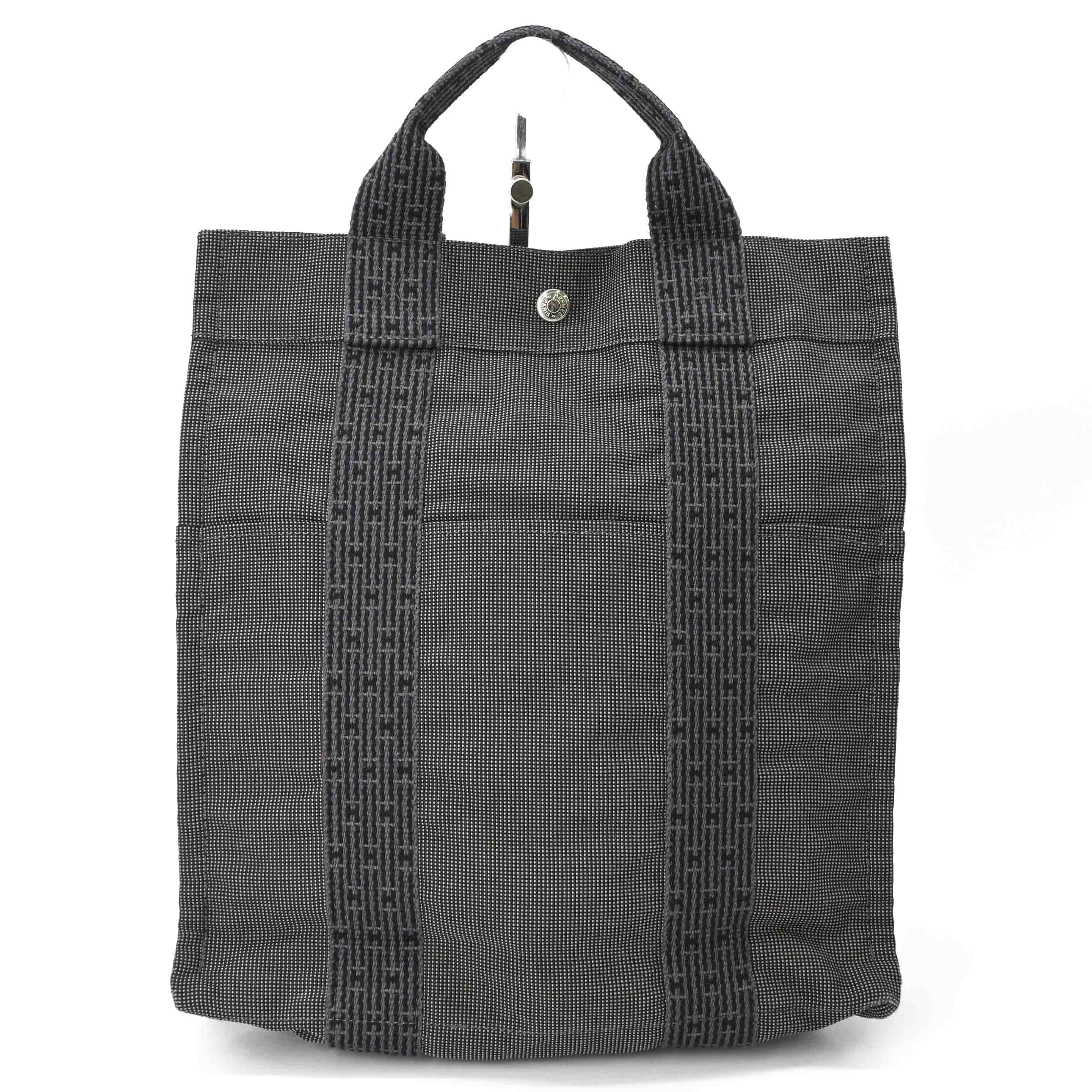 HERMES エルメス エールライン アド MM 2way キャンバス トート リュックサック バックパック ナイロン ユニセックス グレー ブラック