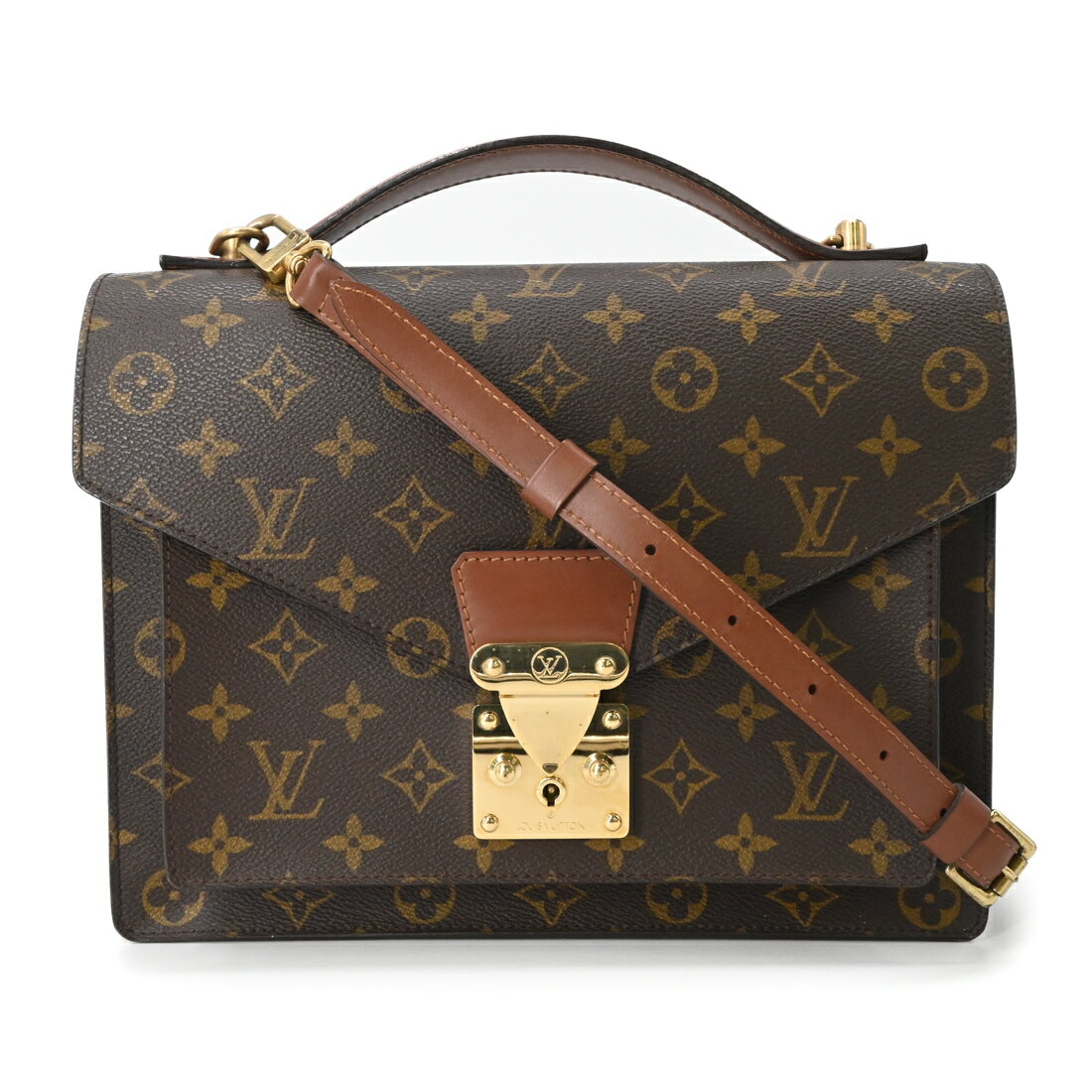 乐天商城 - LOUIS VUITTON ルイヴィトン モンソー28 ショルダー 2WAY ハンドバッグ モノグラム キャンバス レザー ブラウン 茶 M51185