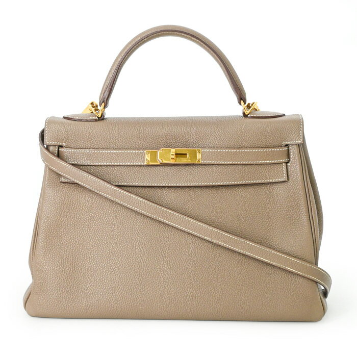 Rakuten - 【美品】HERMES エルメス ケリー 32 ハンドバッグ ショルダー 内縫い トリヨンクレマンス エトゥープ ベージュ #□Q 鍵欠品 ストラップ付