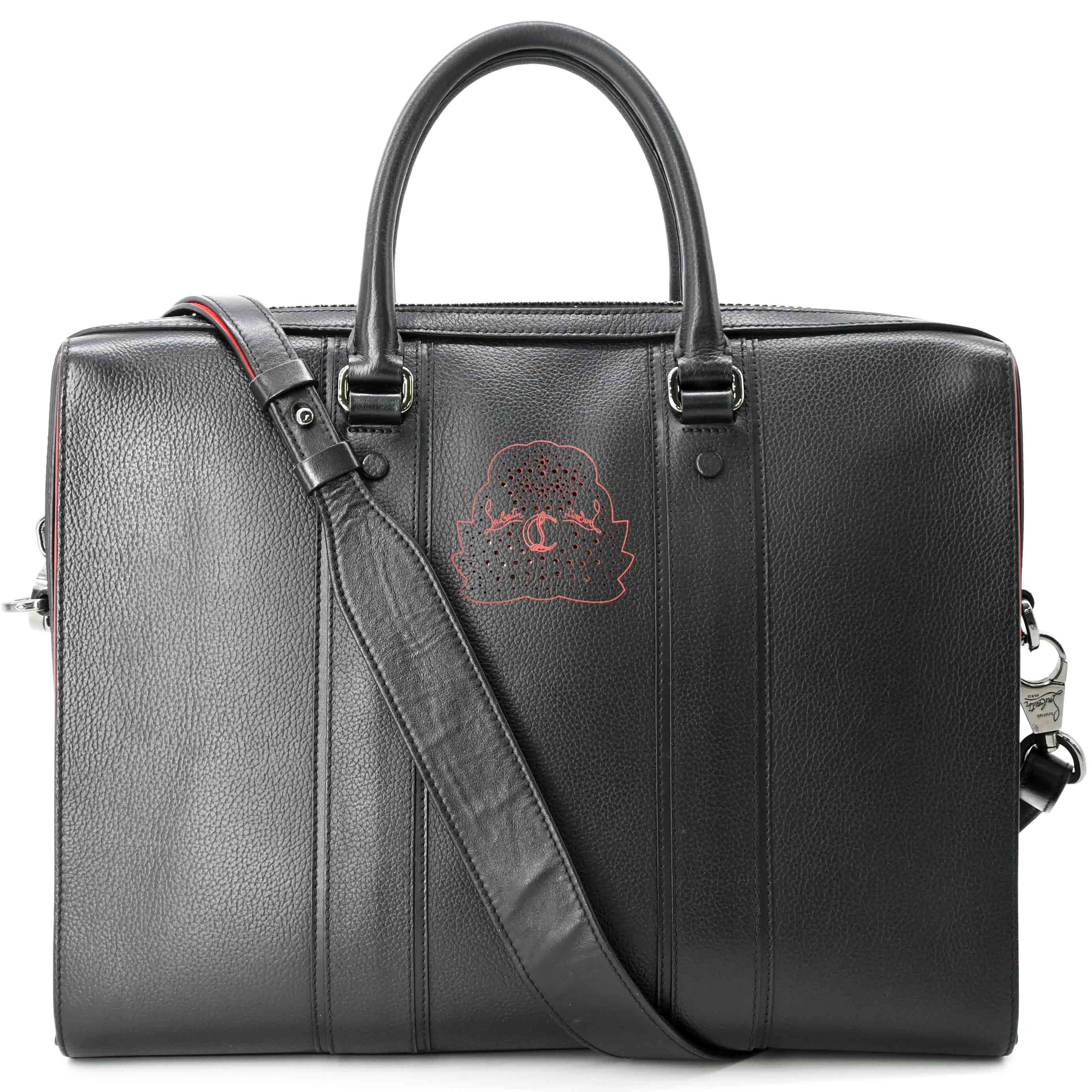 樂天商城 - 【美品】Christian Loubouti クリスチャンルブタン ストリートウォール ビジネスバッグ ブリーフケース ショルダー 2WAY メンズ ブラック 黒 レッド 赤 1185028