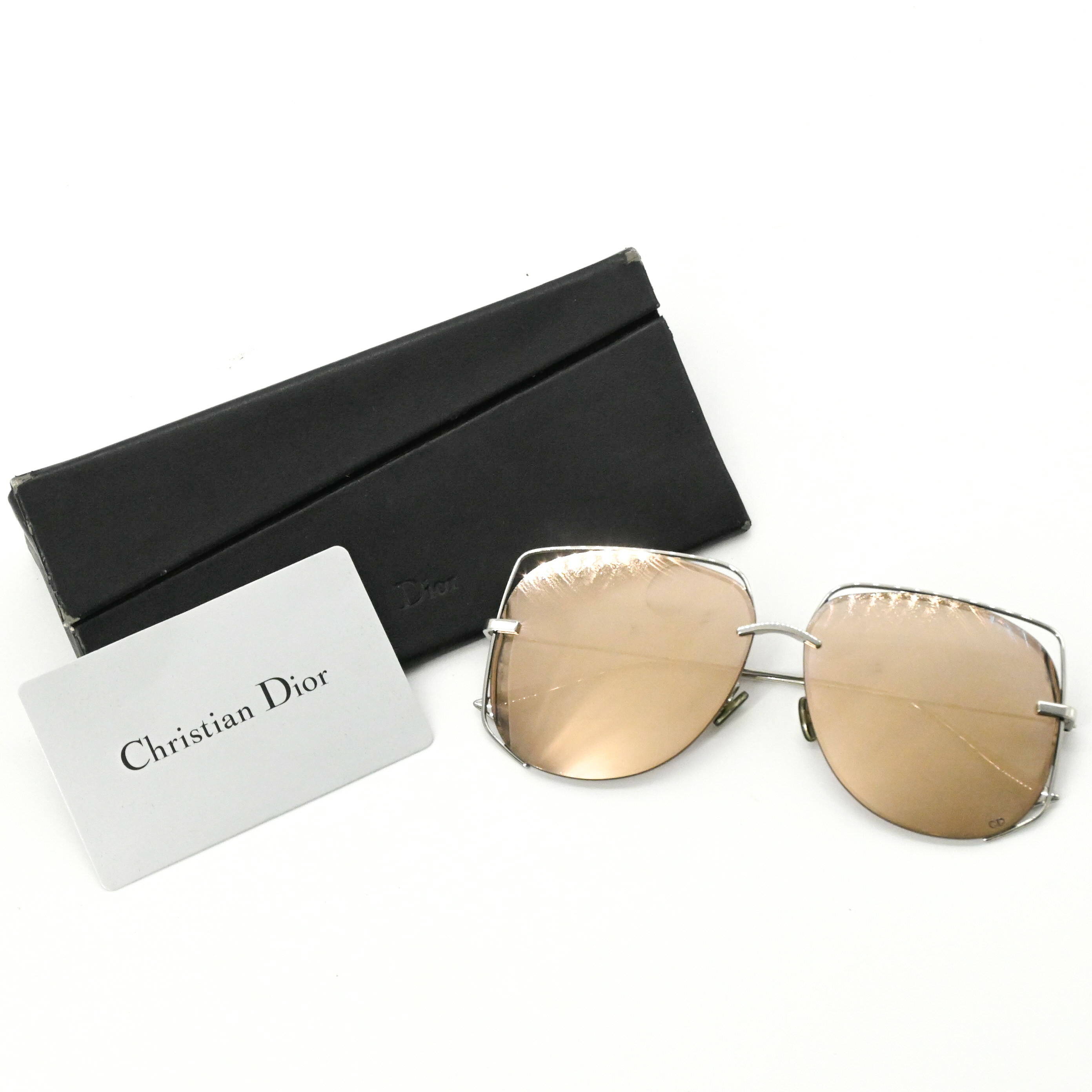 Rakuten - 【美品】Christian Dior クリスチャンディオール STELLAIRE6 ティアドロップ ミラーレンズ 眼鏡 パイロット ゴールドレンズ シルバー 010SQ