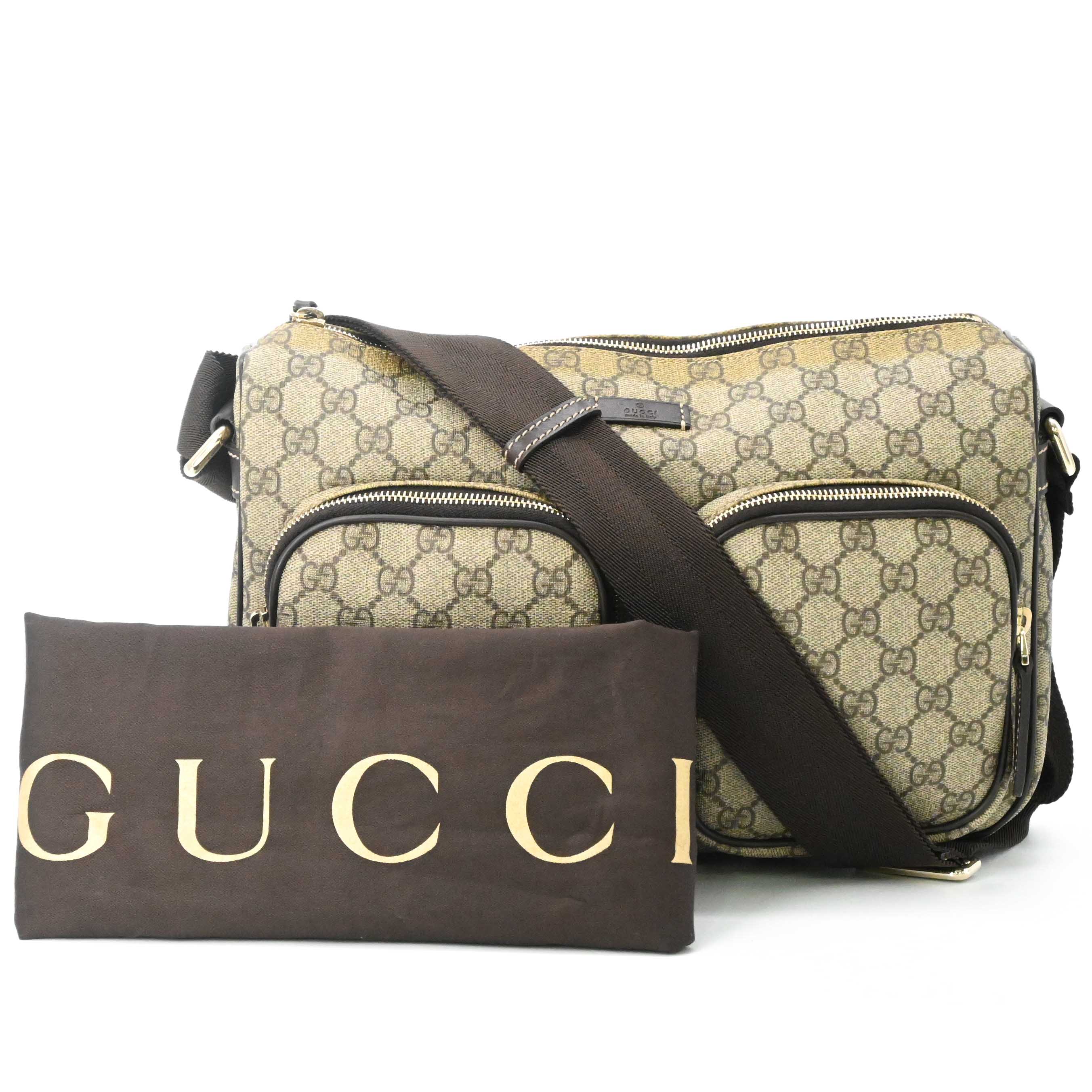 GUCCI - GUCCI グッチ GGスプリーム ショルダーバッグ 斜め掛けバッグ ベージュ 茶 ブラウン レザー レディース 246881