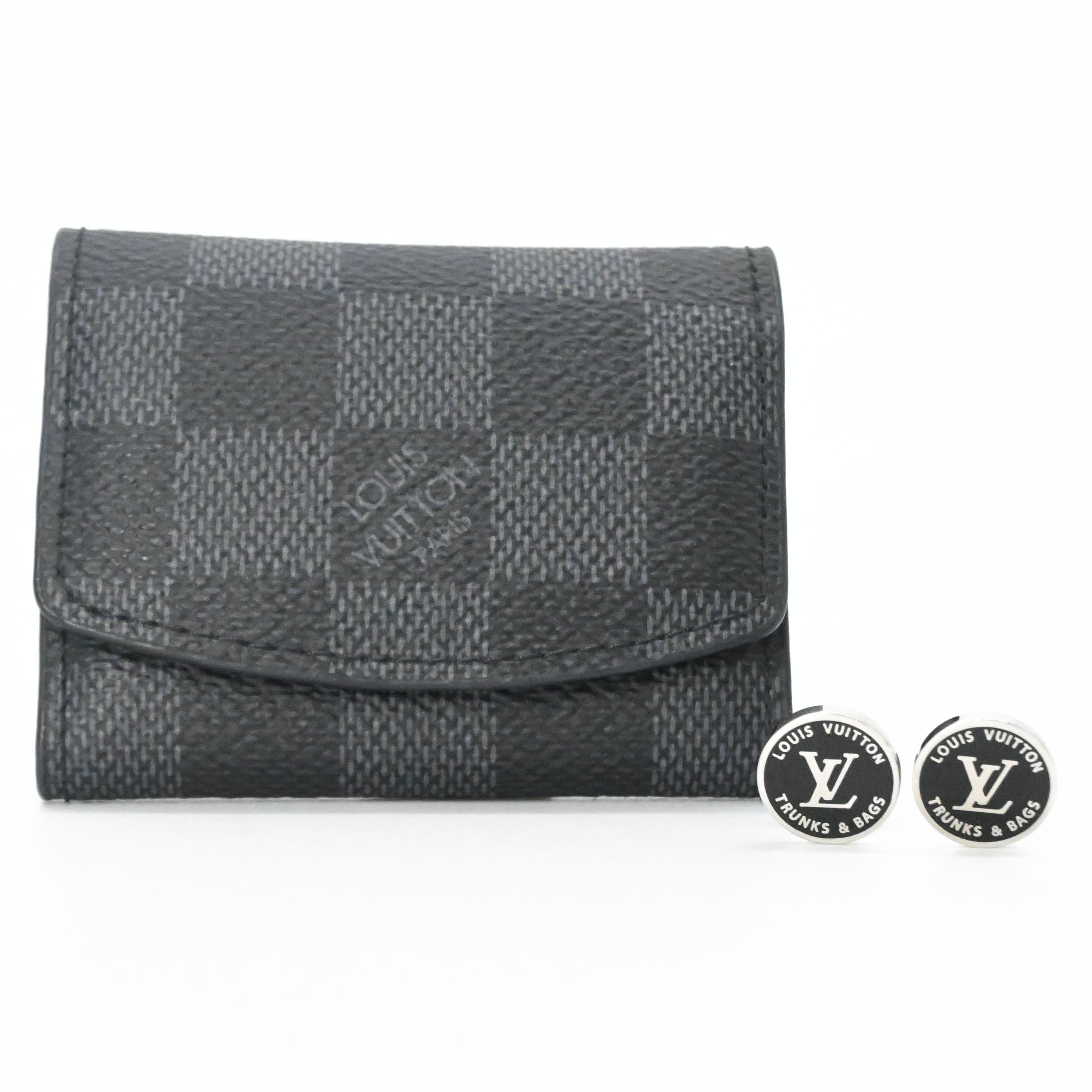 Rakuten - 【美品】LOUIS VUITTON ルイヴィトン LV アワード カフリンク カフス メンズ ビジネス 紳士服 ブラック 黒 シルバー M00912 ケース付き