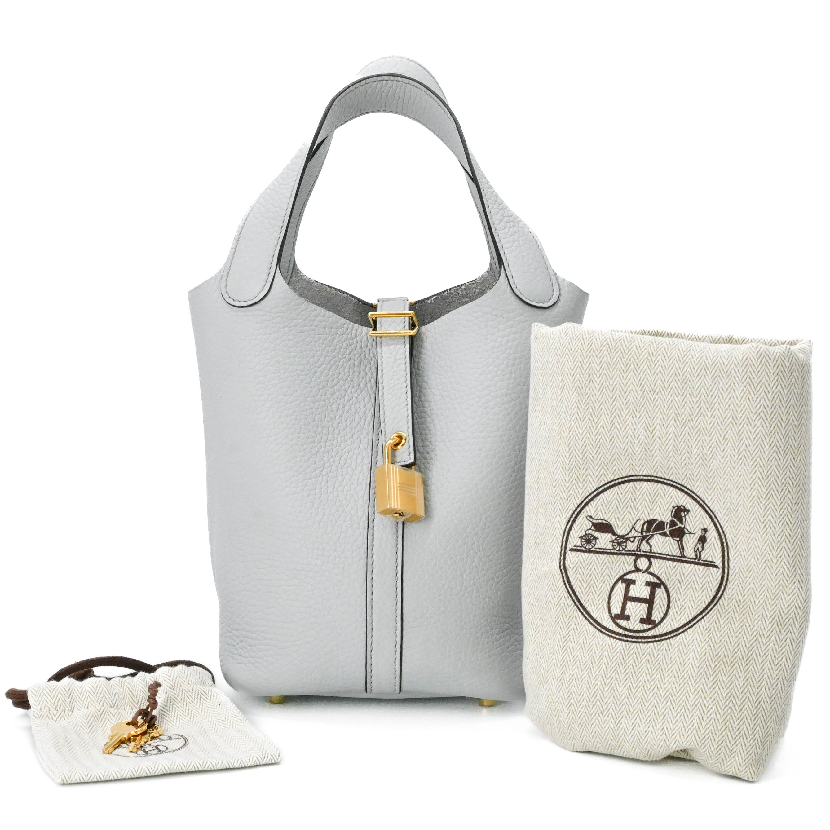 HERMES エルメス ピコタンロックPM ハンドバッグ トリヨンクレマンス レディース ブルーペール 水色 ゴールド金具 #Z刻印