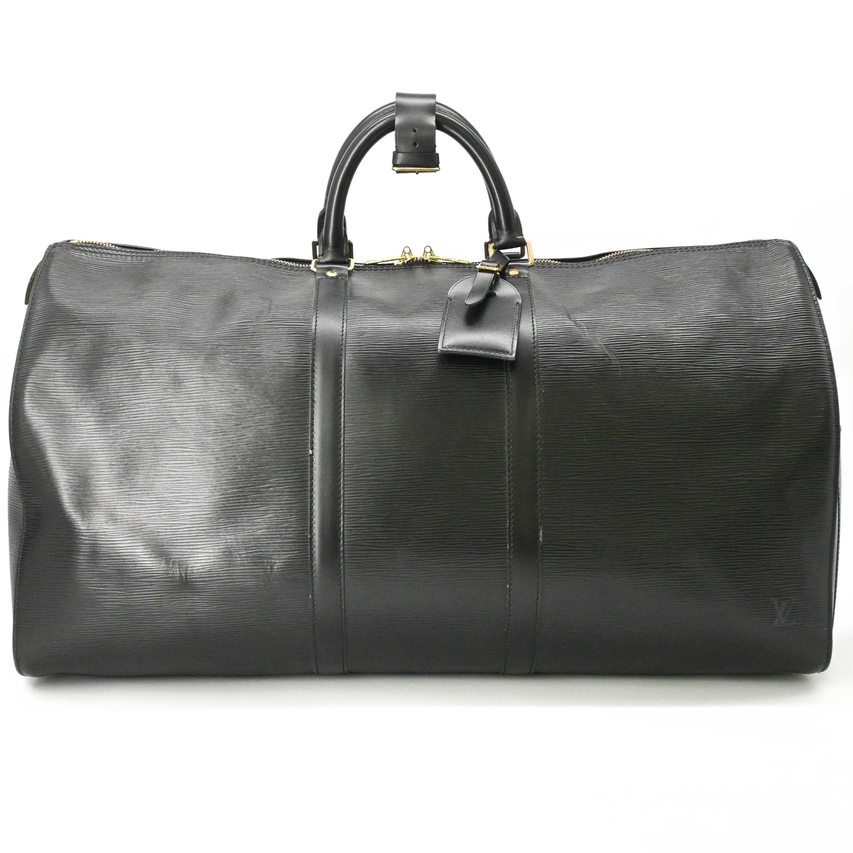 LOUIS VUITTON ルイヴィトン キーポル 55 ボストンバッグ 旅行鞄 エピ レザー ブラック ノワール 黒 M59142