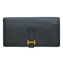 【お値引き】【美品】HERMES エルメス ベアンスフレ 長財布 ヴォーエプソン レザー ブラック 黒 #C刻印