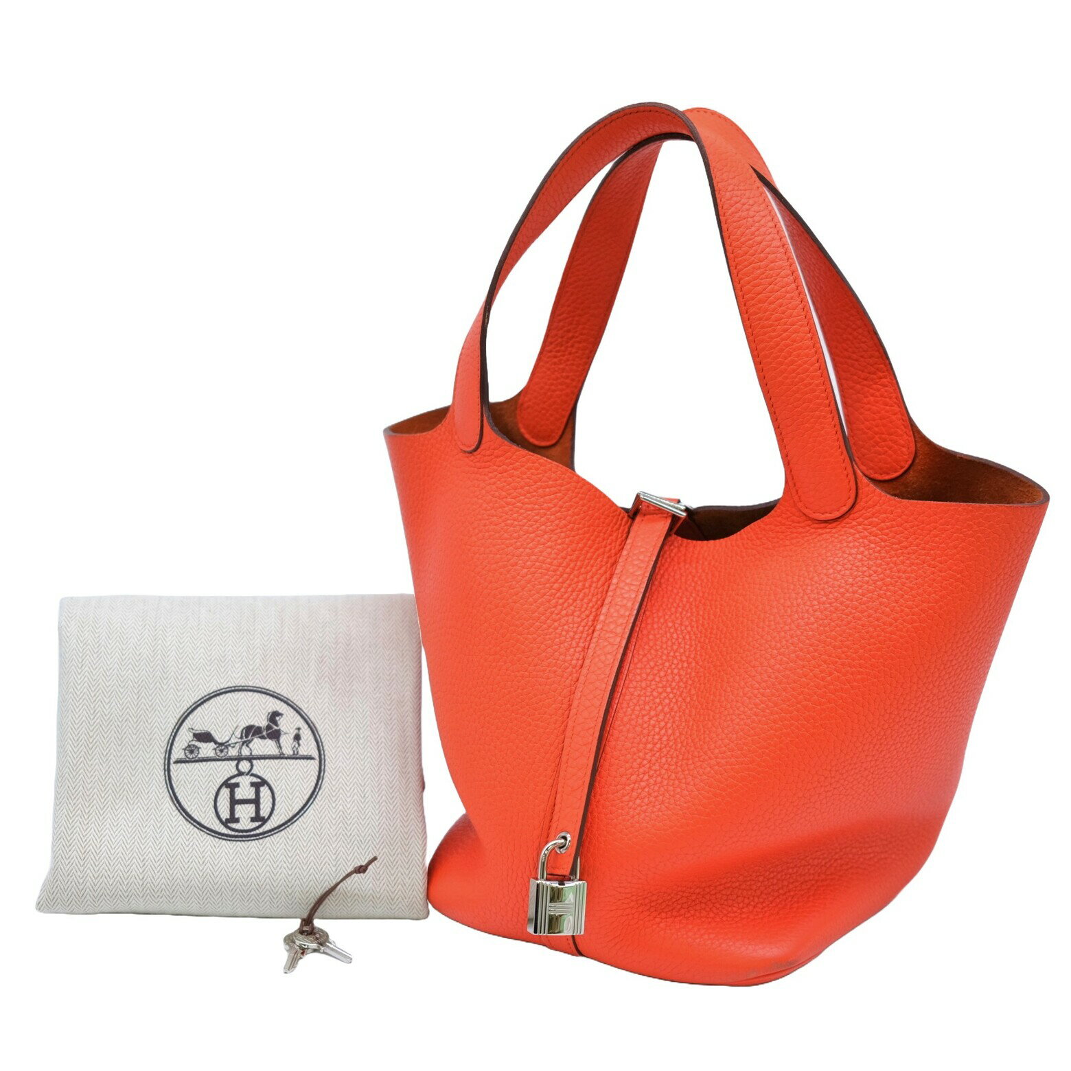 【お値引き】【美品】HERMES エルメス ピコタンロック MM ハンドバッグ トート トリヨンクレマンス オレンジポピー #T