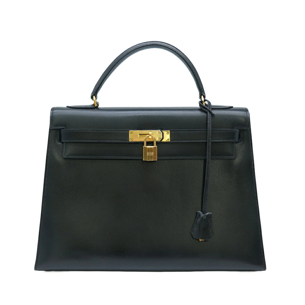 【お値引き】【美品】HERMES エルメス ケリー 32 ハンドバッグ トート BOXカーフ レザー ブラック 黒 #〇I