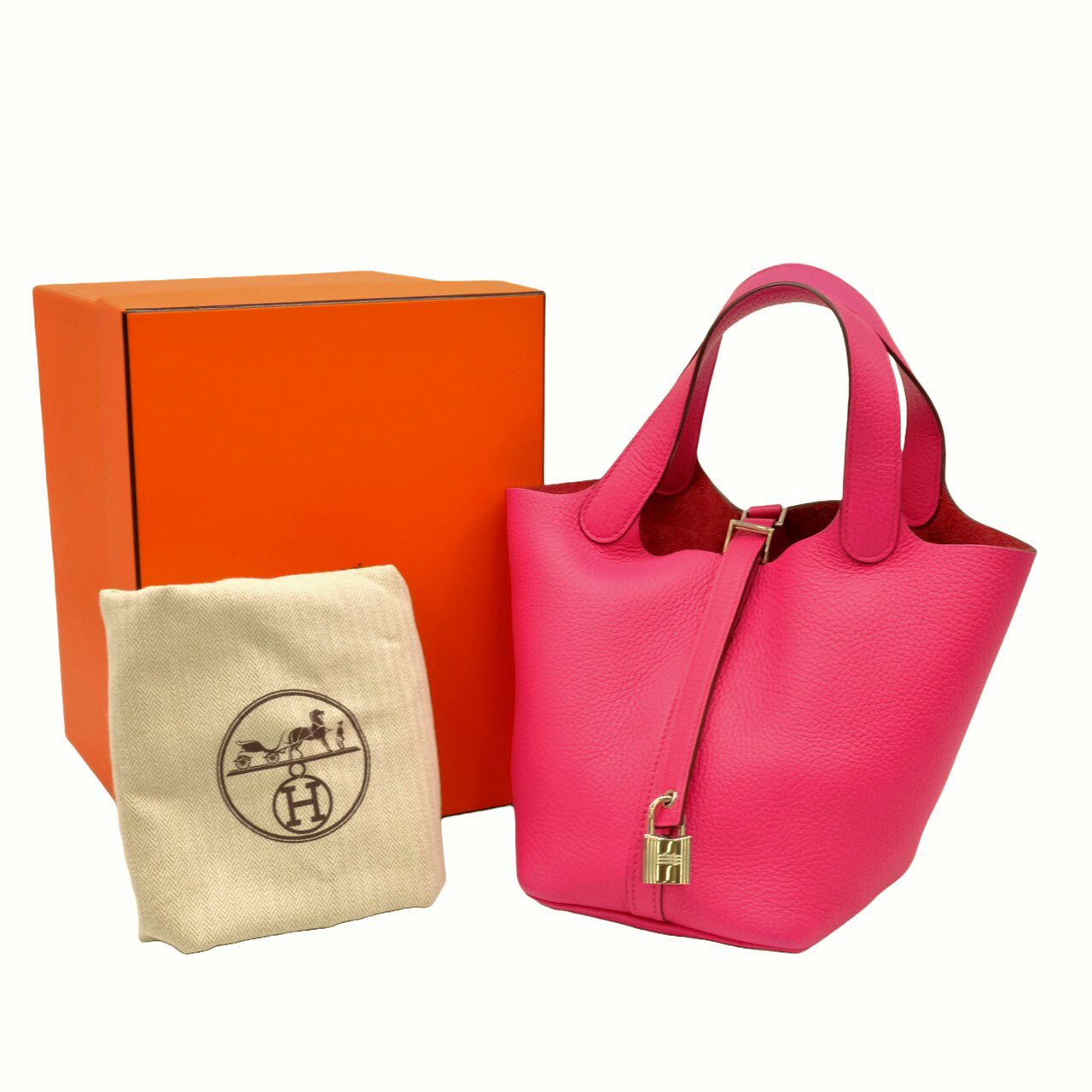 【美品】HERMES エルメス ピコタンロック PM ハンドバッグ トート トリヨンクレマンス レザー ローズエクストリーム ピンク #C