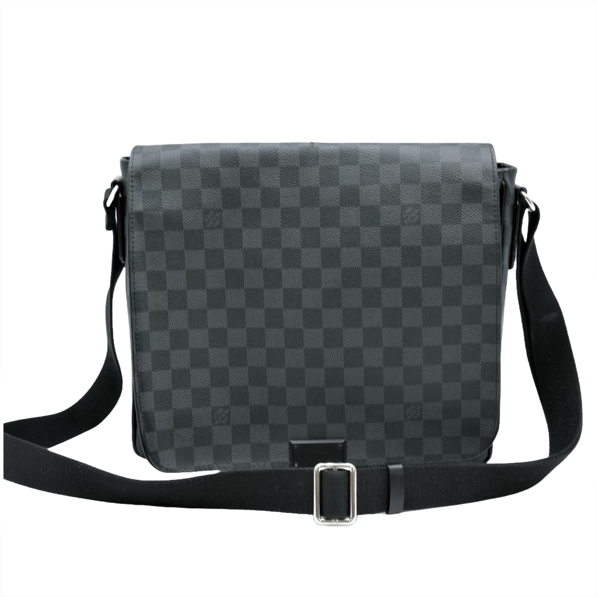 ダミエ LOUIS VUITTON ルイヴィトン ダミエグラフィット ディストリクス MM ショルダーバッグ グレー レザー PVC N41272