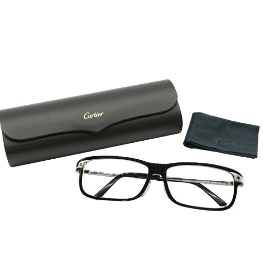 【美品】Cartier カルティエ サントス メガネ 眼鏡 ブラック 黒 度入り CT00730A 【美品】Cartier カルティエ サントス メガネ 眼鏡 ブラック 黒 度入り CT00730A