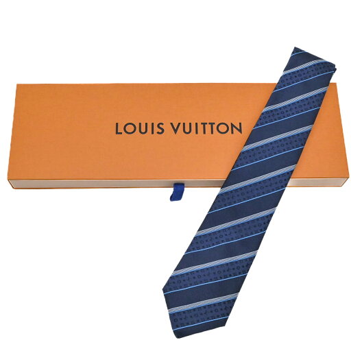 【未使用品】LOUIS VUITTON ルイヴィトン ネクタイ クラヴァット モノグラム シルク ストライプ ネイビー メンズ ビジネス フォーマル M70958 【未使用品】LOUIS VUITTON ルイヴィトン ネクタイ クラヴァット モノグラム シルク ストライプ ネイビー メンズ ビジネス フォーマル M70958