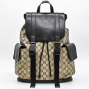 【美品】GUCCI グッチ GGスプリーム リュックサック バックパック ベージュ ブラック レザー 450958