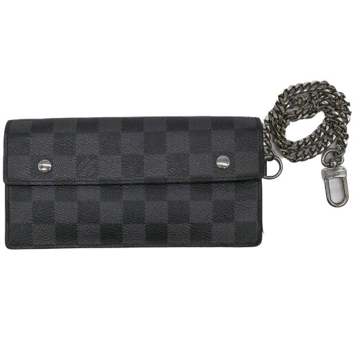 LOUIS VUITTON ルイヴィトン ダミエグラフィット ポルトフォイユ・アコルデオン ウォレットチェーン付き PVC 長財布 ブラック N60023 LOUIS VUITTON ルイヴィトン ダミエグラフィット ポルトフォイユ・アコルデオン ウォレットチェーン付き PVC 長財布 ブラック N60023