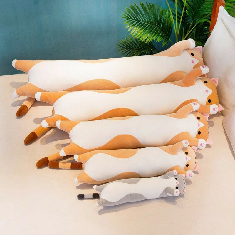 樂天商城 - 130cm 猫 ぬいぐるみ 手触りふわふわ 添い寝枕 枕 円柱 抱き枕 おもちゃ くま 人形 子供 可愛い 縫い ぐるみ もちゃ クッション 床ごこ