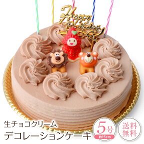 誕生日ケーキ バースデーケーキ生チョコクリーム デコレーションケーキ 5号誕生日 ケーキ 子供[凍]送料無料 チョコレートケーキ 洋菓子 ギフト スイーツ 60yu