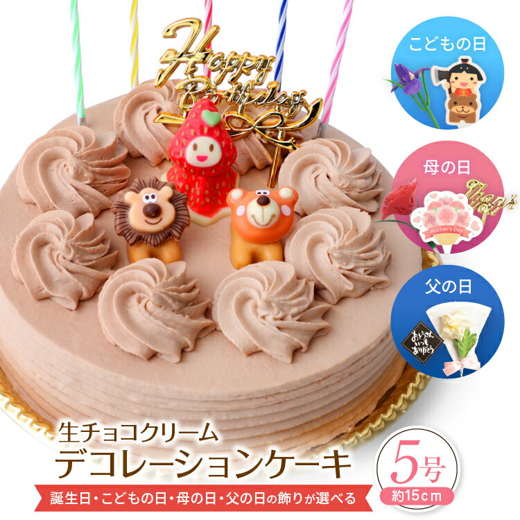 生チョコクリーム デコレーションケーキ 5号 誕生日ケーキ チョコレートケーキ バースデーケーキ 冷凍 [凍] チョコ ケーキ スイーツ ギフト プレゼント お菓子 誕生日 お祝い 誕生日プレゼント 子供 大人 取り寄せ ホールケーキ チョコレート