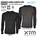 XTM メンズ インナーシャツ クルーネック ロングスリーブ 長袖 メリノウールライト(170g/m2) MERINO WOOL スキー スノーボード ウィンター 登山 【MM007】